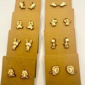 Animal Stud Earrings Set of Eight Stainless Steel Hypoallergenic